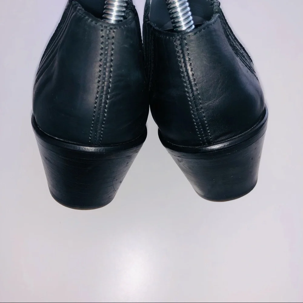 All Saints Black Leather Utilitarian Western Ankle Boots/Booties size 40 | US 10 - Picture 8 of 13